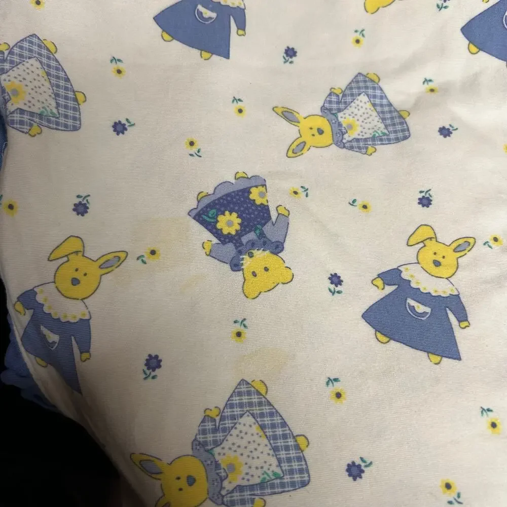 Vintage 1997 Gymboree French Country Baby Blanket Ruffle Trim Reversible